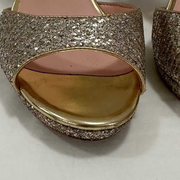 Kate Spade Silver/Gold Glitter Peep-Toe Platform Sandals Size 6.5 - Picture 4 of 14